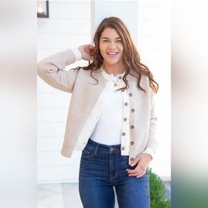 Entro Long Sleeve Button Down Knit Layered Look Cardigan